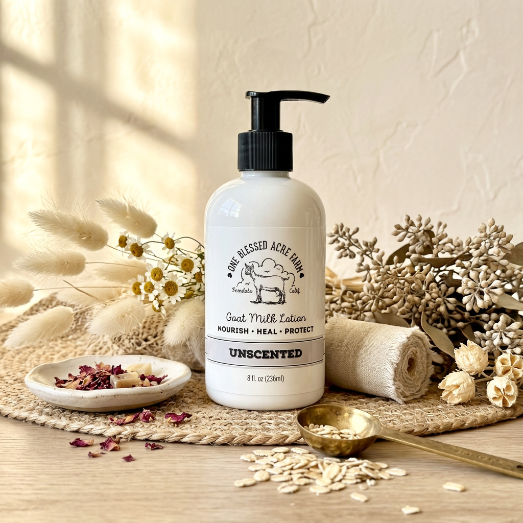 Unscented Goat Milk Lotion for Hand & Body - 2 and 8 ounce