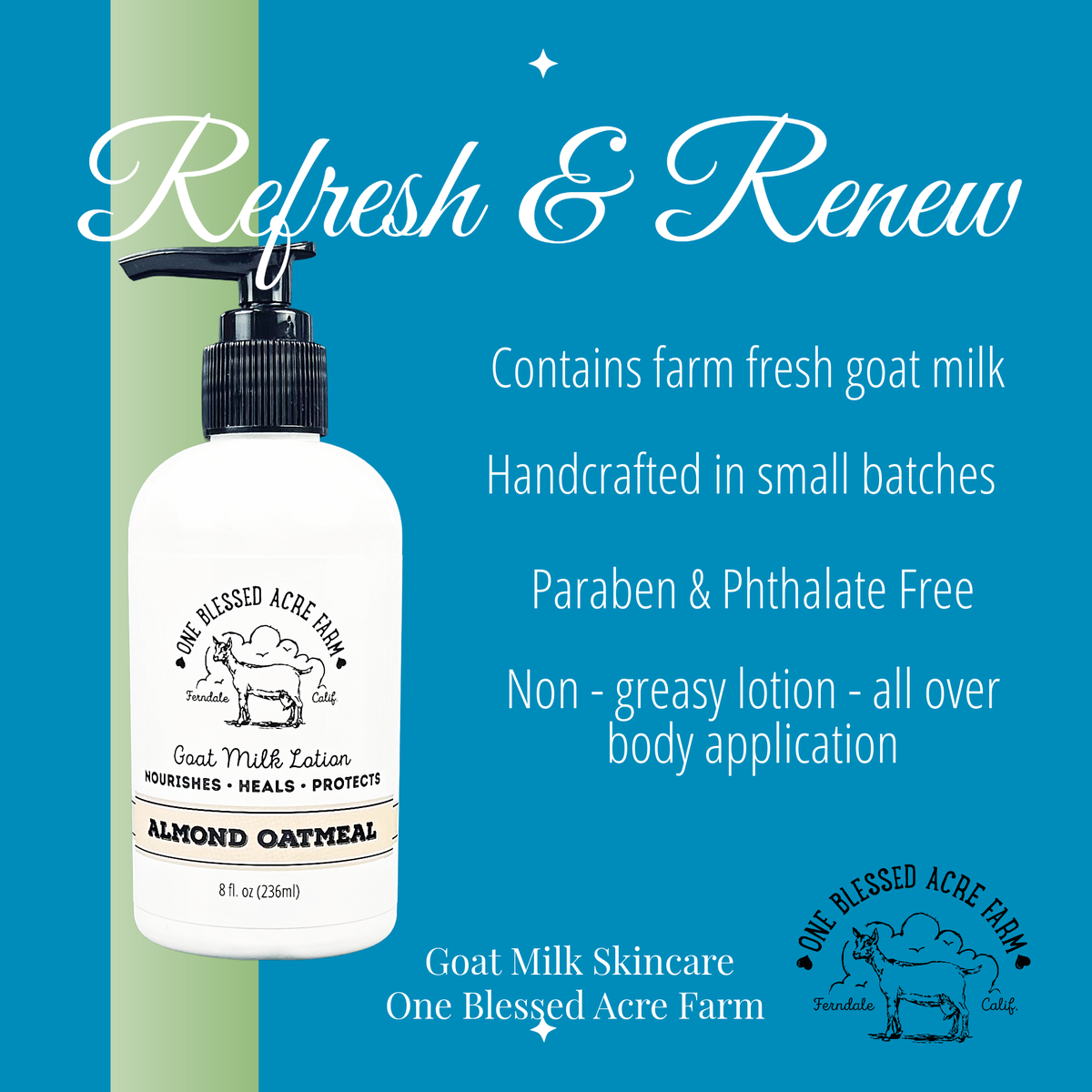 Almond Oatmeal Hydrating Goat Milk Lotion - 2 & 8 oz