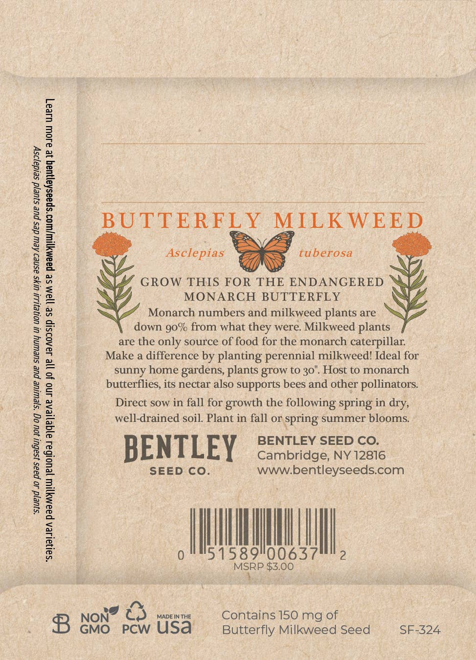 Butterfly Milkweed for Butterflies Seed Packets