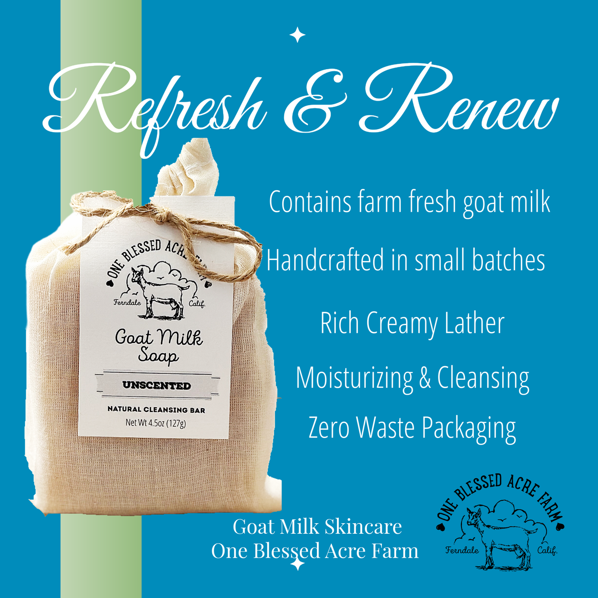 Unscented Goat Milk Bar Soap - 4.5 ounce