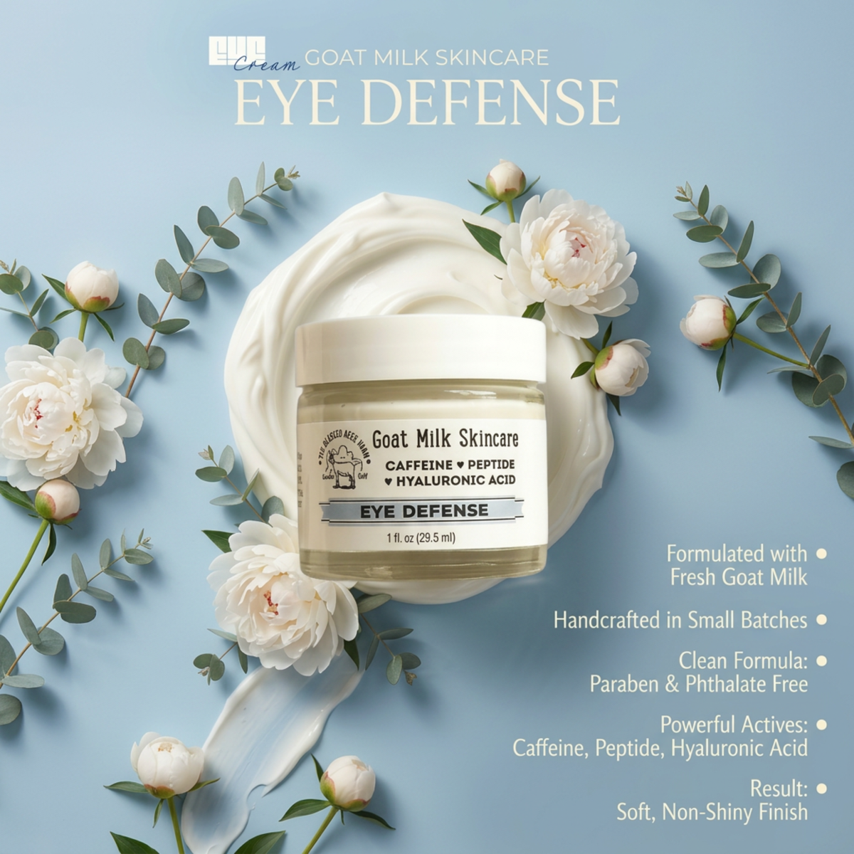 Brightening Goat Milk Eye Cream | Caffeine & Hyaluronic Acid