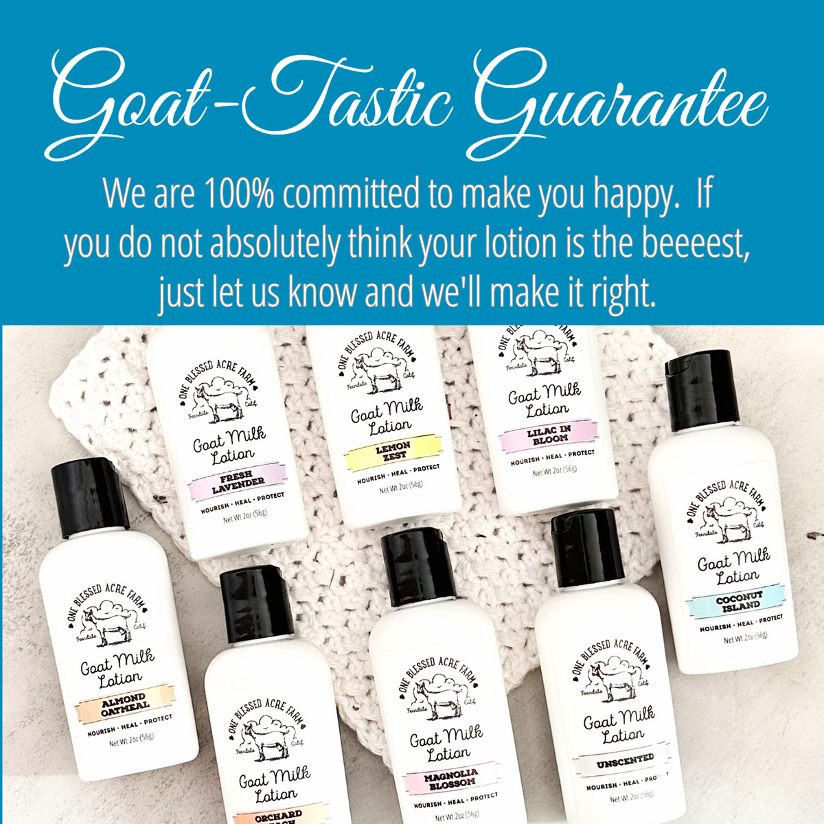 Unscented Goat Milk Lotion for Hand & Body - 2 and 8 ounce