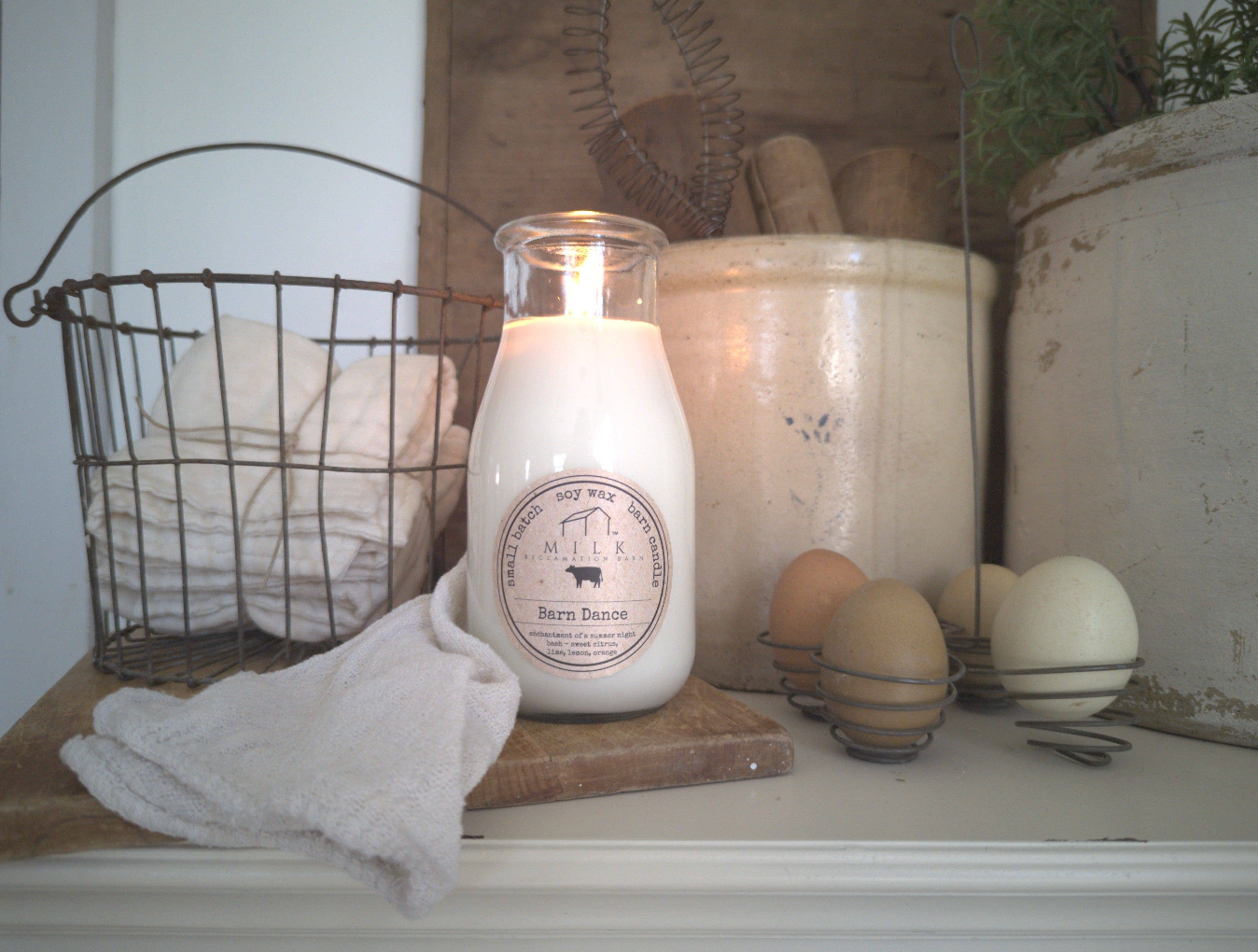 Milk Bottle Candle 13 Oz/Welcome Home