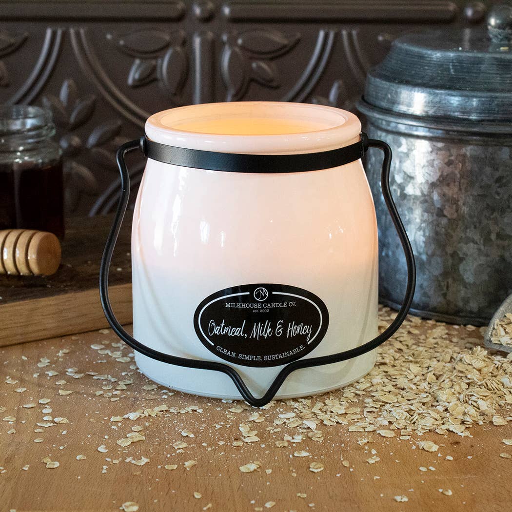 16 oz Butter Jar Candle: Oatmeal, Milk & Honey
