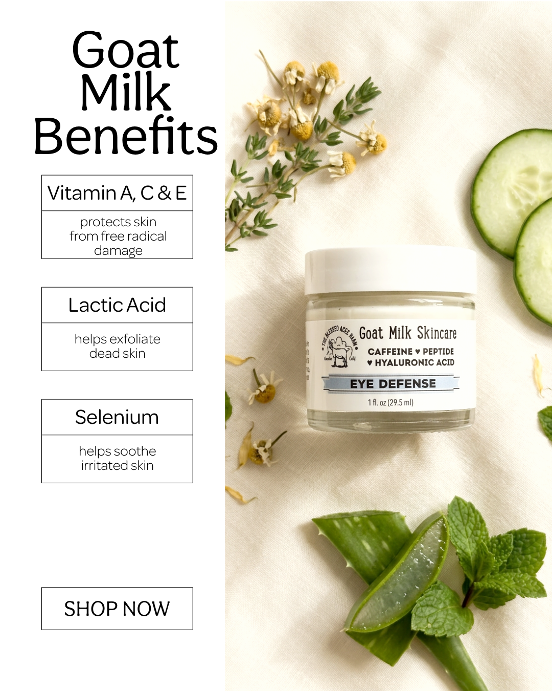 Brightening Goat Milk Eye Cream | Caffeine & Hyaluronic Acid