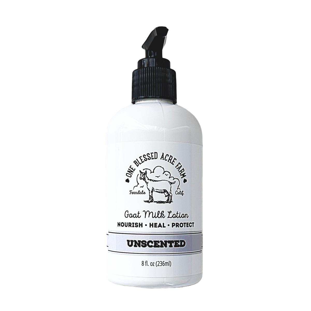 Unscented Goat Milk Lotion for Hand & Body - 2 and 8 ounce