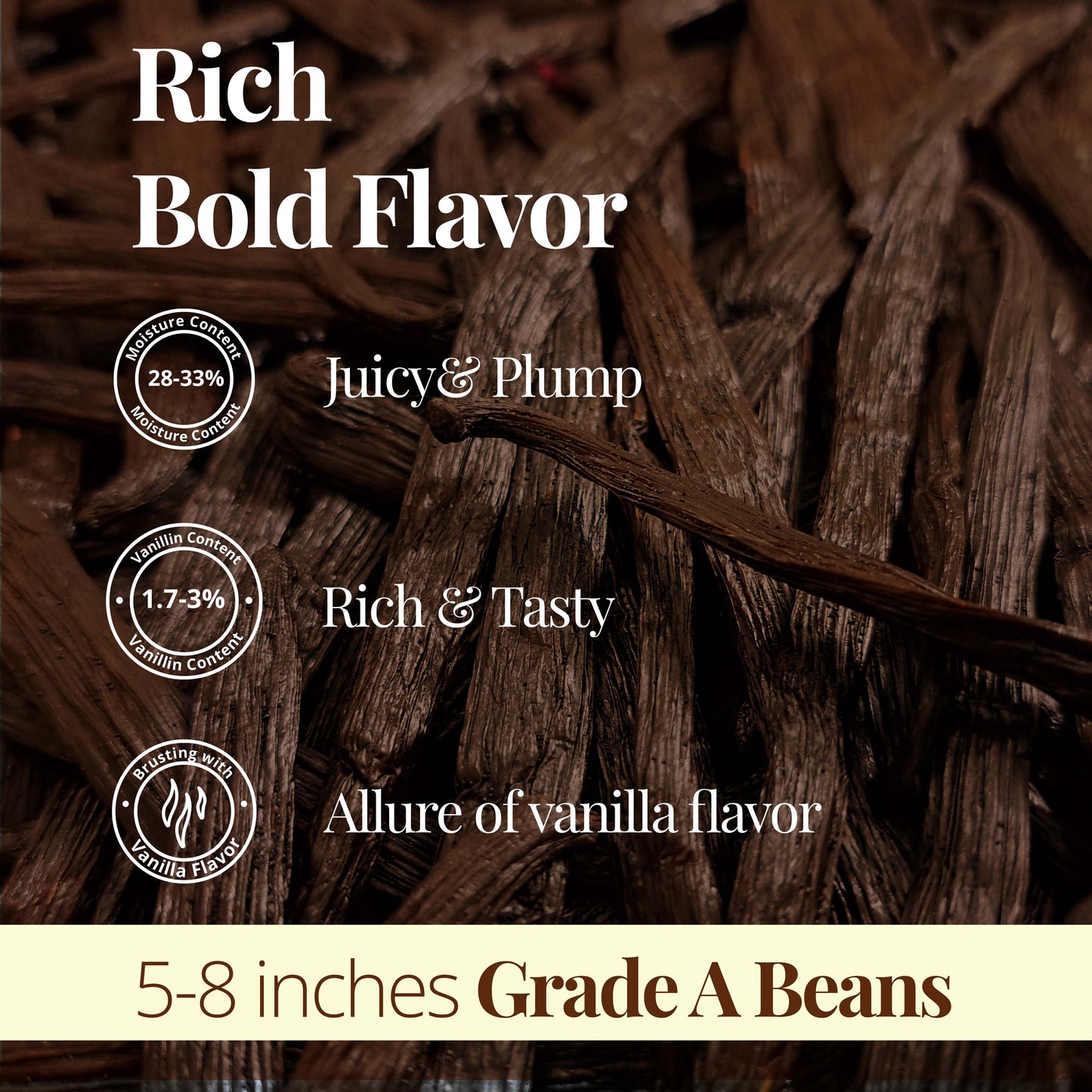 25 Grade A Vanilla Beans, 5" - 8" Premium Gourmet Vanilla.