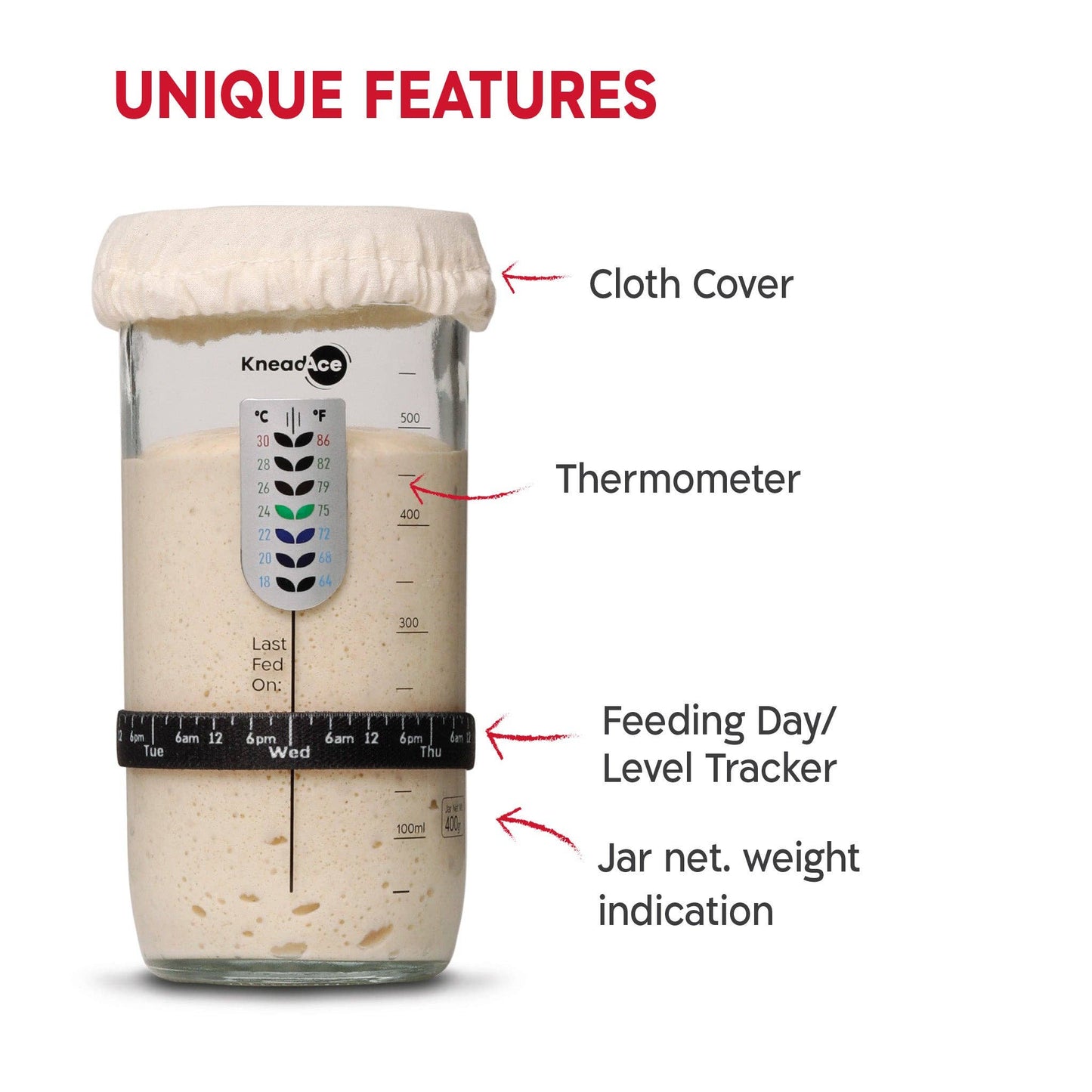 KneadAce Sourdough Kit with 24oz Jar