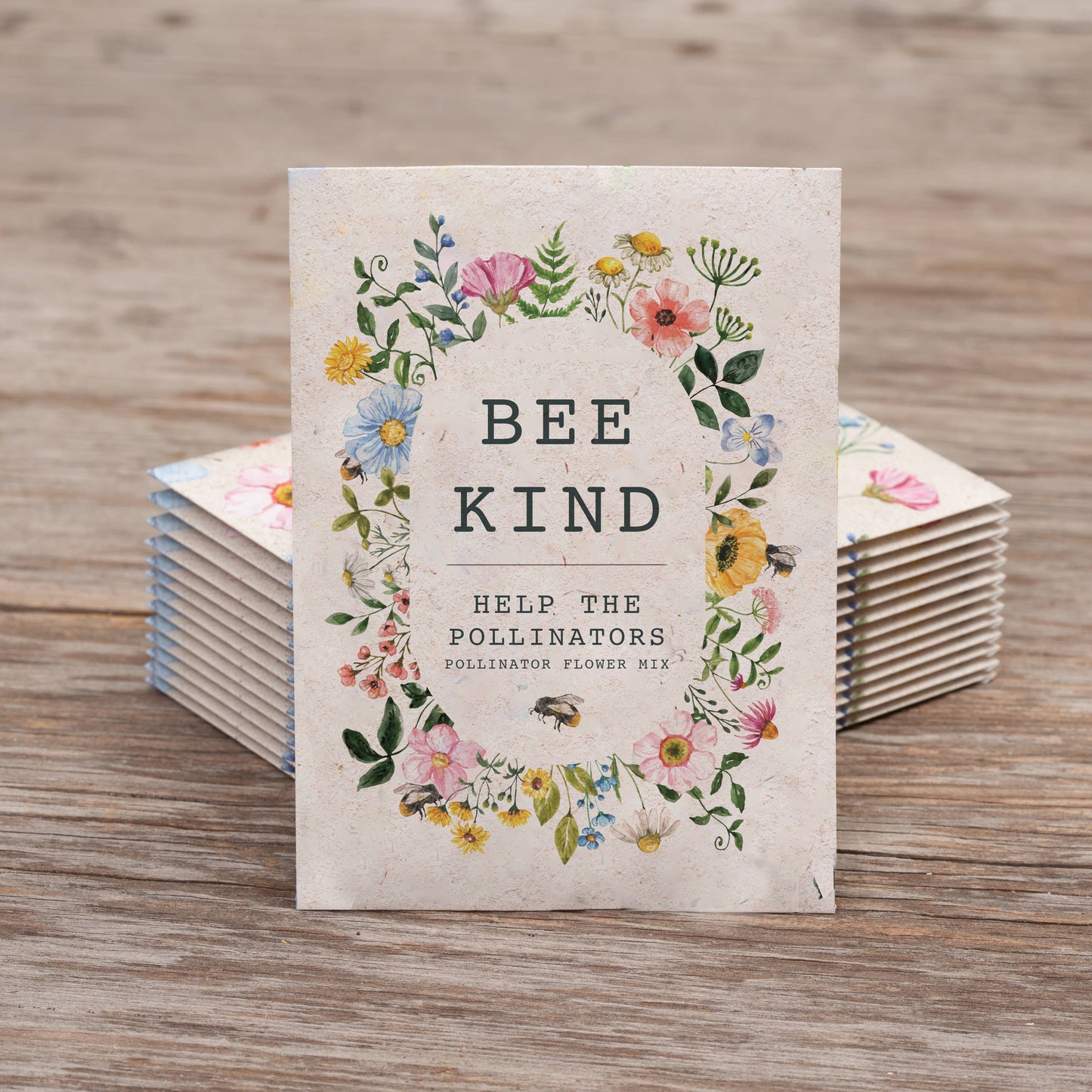 Bee Kind Help Pollinators Kraft Bee- Flower Mix Seed Packets