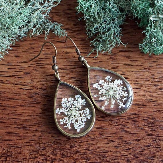 White Queen Anne's Lace Earrings