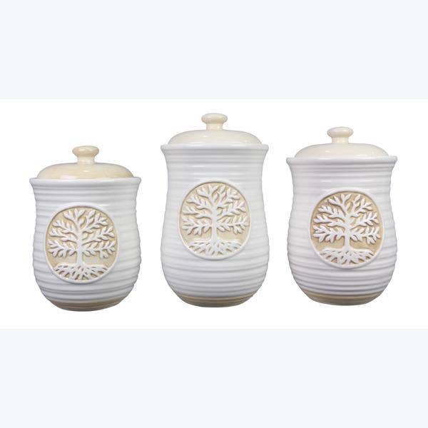 Ceramic Tree of Life Canister 3 pcs/set